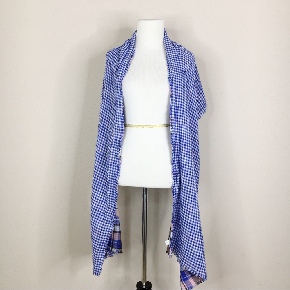 American Colors by Alex Lehr Pink Blue Plaid Scarf - Picture 6 of 8